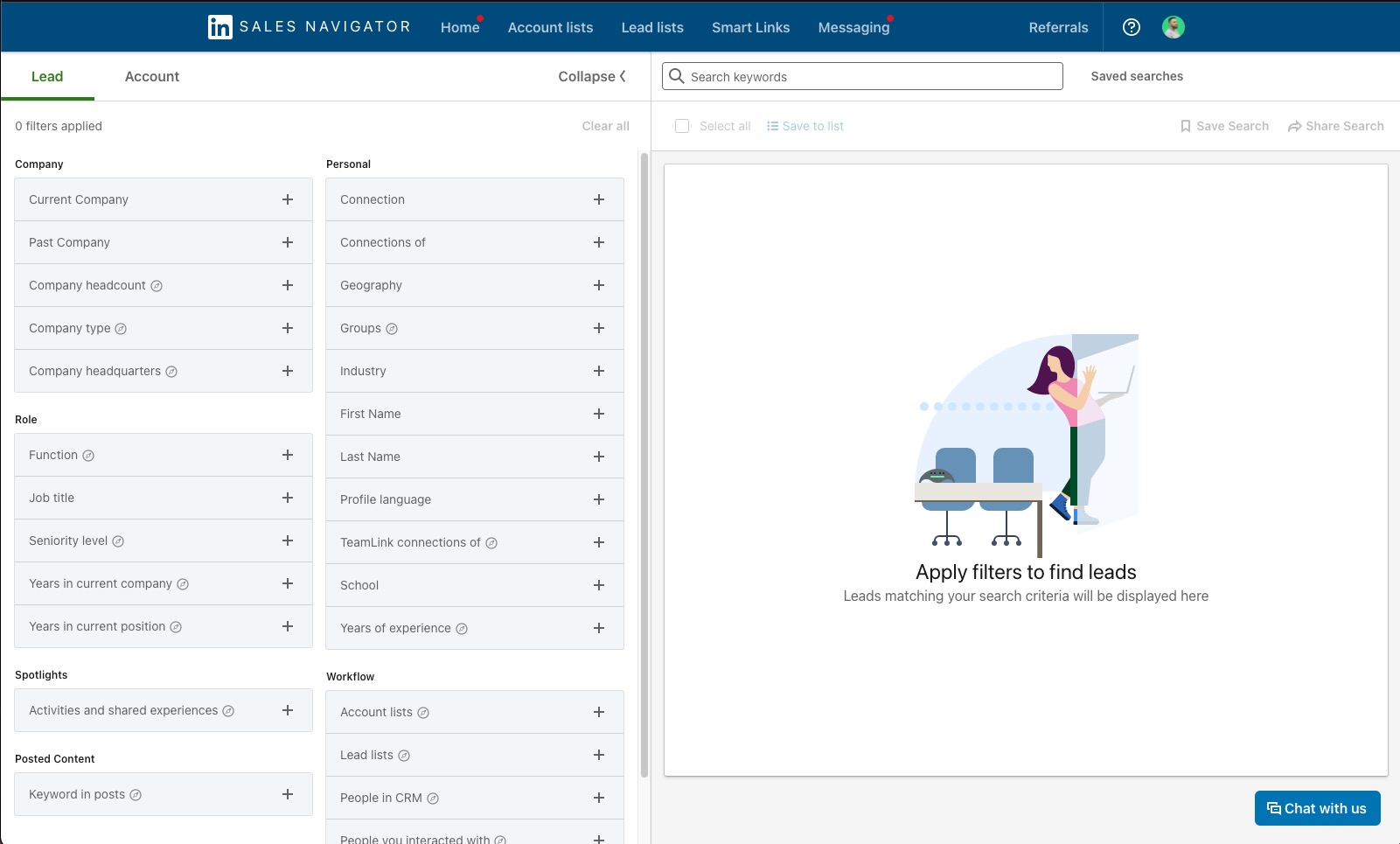 LinkedIn Sales Navigator Advanced Filter Options