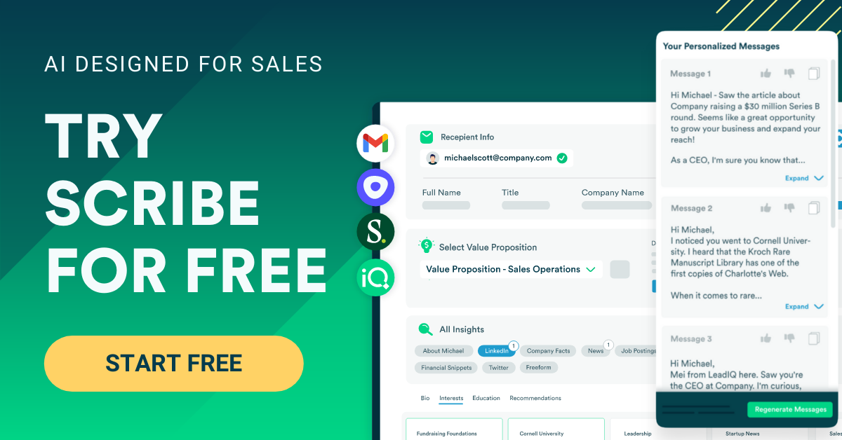 Try the AI designed for sales: LeadIQ Scribe. Start free today by clicking here